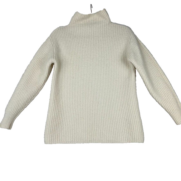Wilfred Aritzia Sweater Women XS Cream Merino Wool Rib Textured Mock Neck - Picture 1 of 8